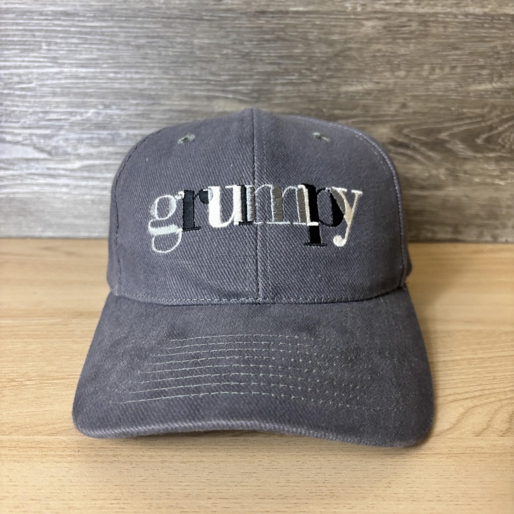 Vintage Walt Disney World Hat Cap Snap Back Gray Grumpy Embroidered
